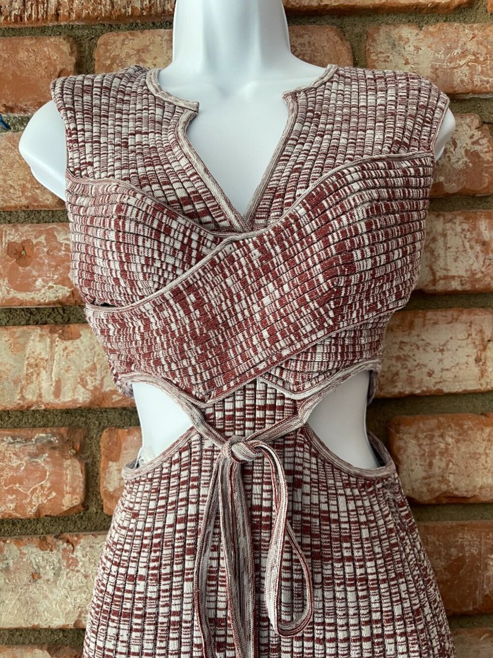 Self-Portrait NWT Space Dyed Knit Cutout Midi Dress Size M - Picture 5 of 9
